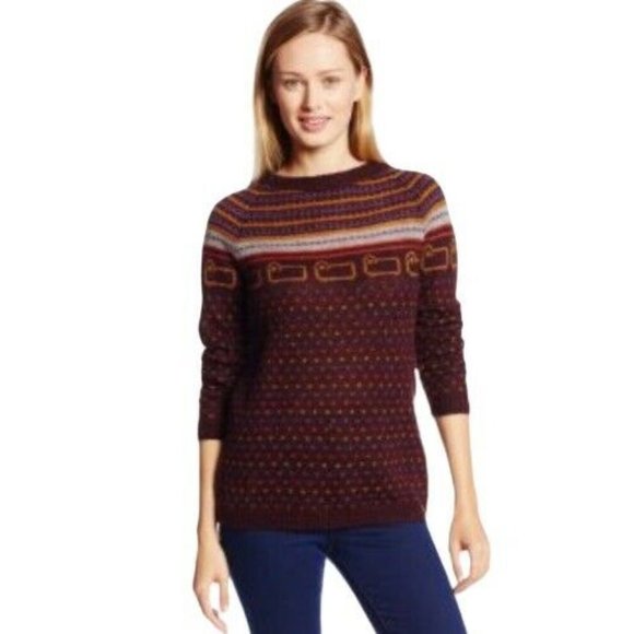Woolrich Sweaters - Woolrich Bateau Fairisle Burgundy Light Sweater